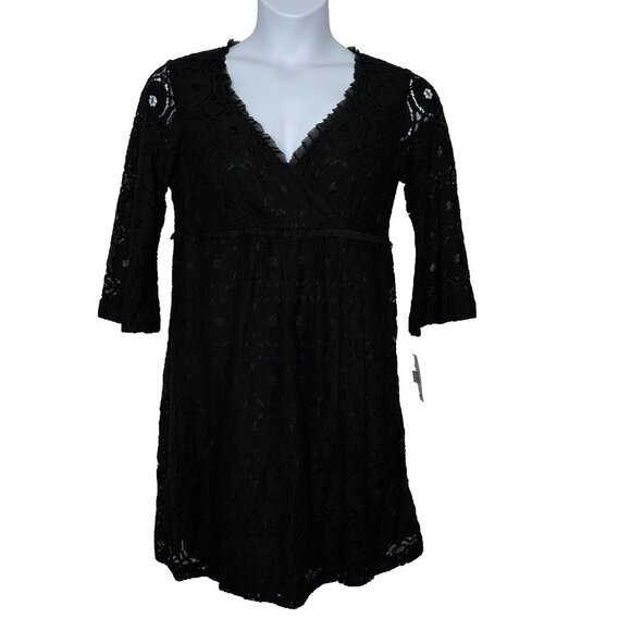Ronni Nicole Babydoll Mini Dress Size 14 Black Lace Whimsigoth Fairy - Picture 1 of 11
